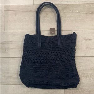 J.Jill Blue Straw Tote Bag